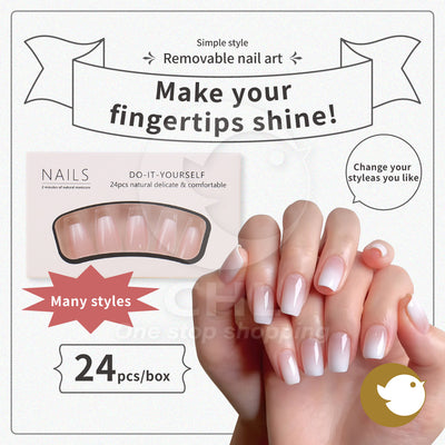 French European and American style removable nail art pieces 24 pieces/box nail stickers fingertips elegant free matching