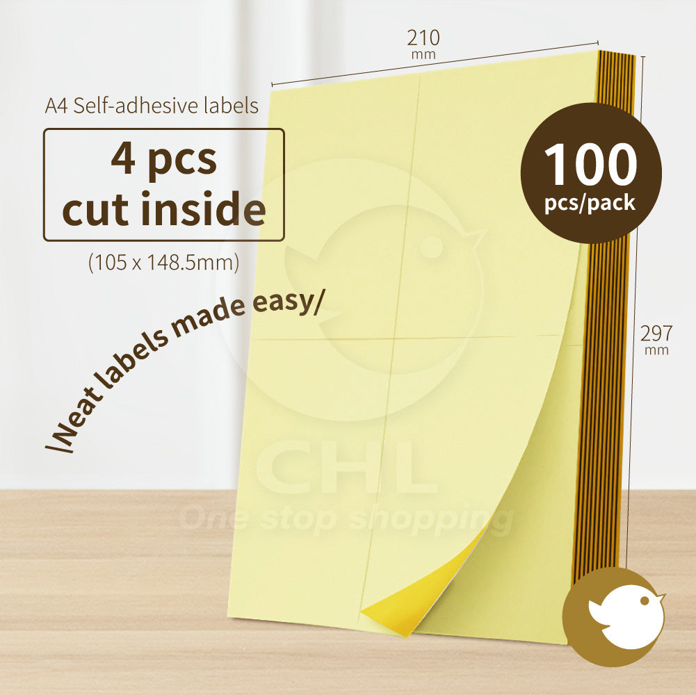 100 Large-Capacity Label Sheets - 4 Labels/Sheet