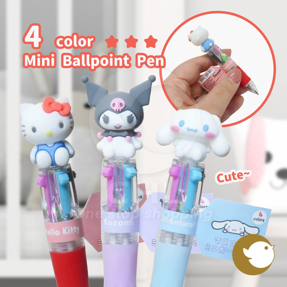 Sanrio 4-color mini ballpoint pen 0.5mm Super popular character small and cute Hello Kitty Kuromi Cinnamoroll Hangyodon
