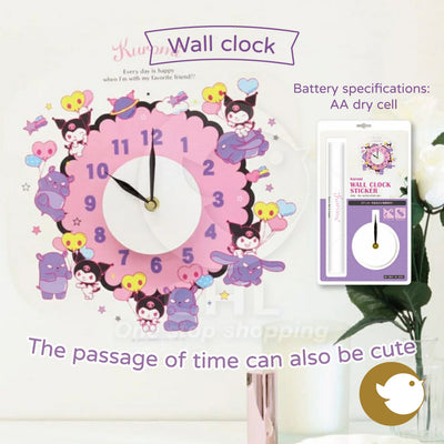 Sanrio Wall Sticker Clock Popular Character Kuromi Seamless Design