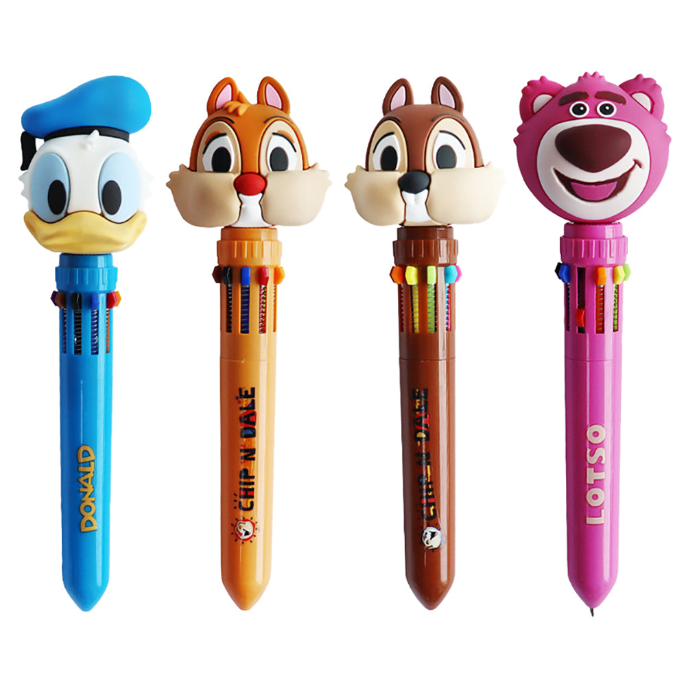 Disney Ten Color Ballpoint Pen Press Ball Pen Donald Duck Chip 'n' Dale Lots-O'-Huggin' Bear Cute Cartoon Model Big Head