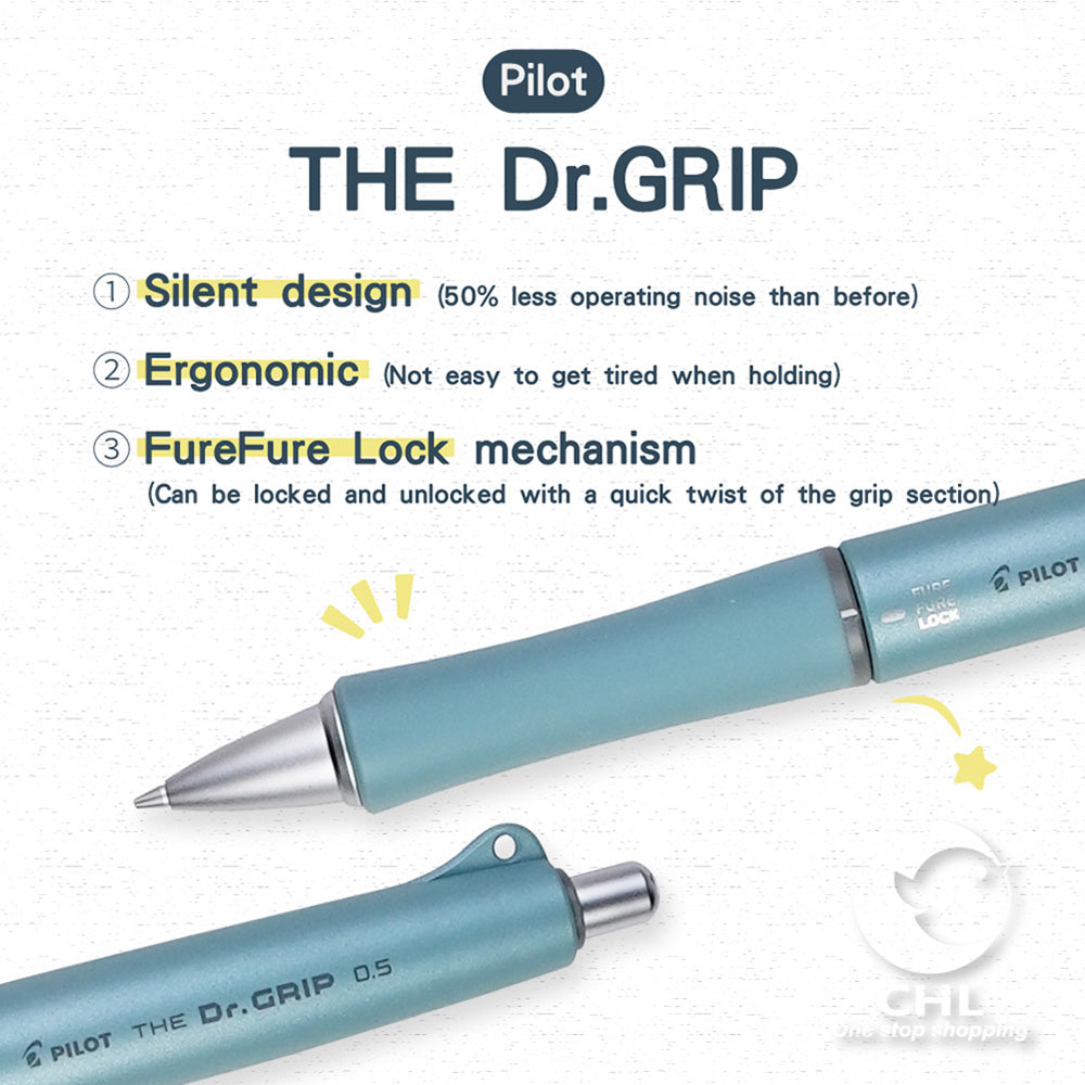 Pilot HDGL-50R 0.5mm Dr. Grip Classic Color Soft Relaxing Color HDGL-90R 0.5mm Mute Mechanical Pencil Office Study - CHL-STORE 