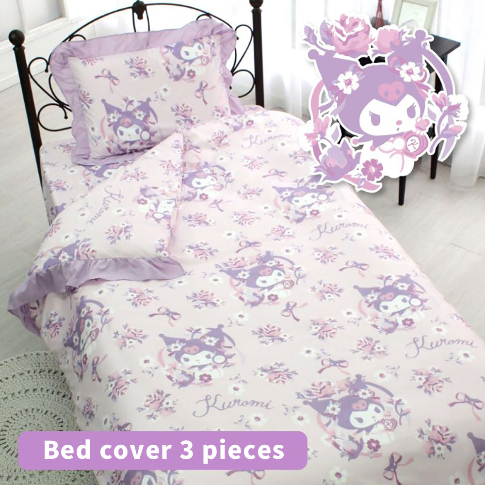 Sanrio Sanrio ruffled duvet cover 3-piece set Kuromi My Melody Cinnamoroll bed cover bed cover warm and cute room decoration bedroom