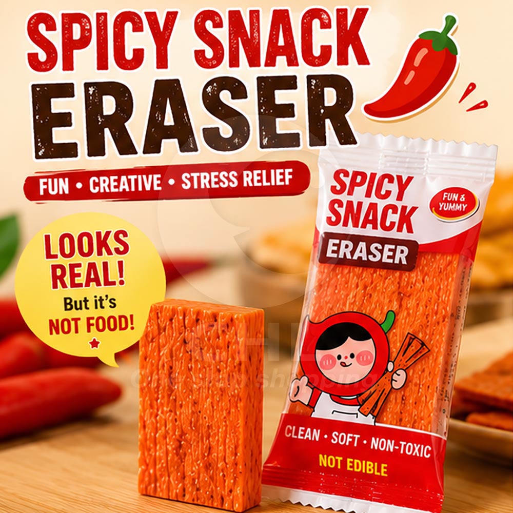 Spicy Snack-Shaped Eraser – Realistic “Latiao” Design, Fun Stress-Relief Stationery