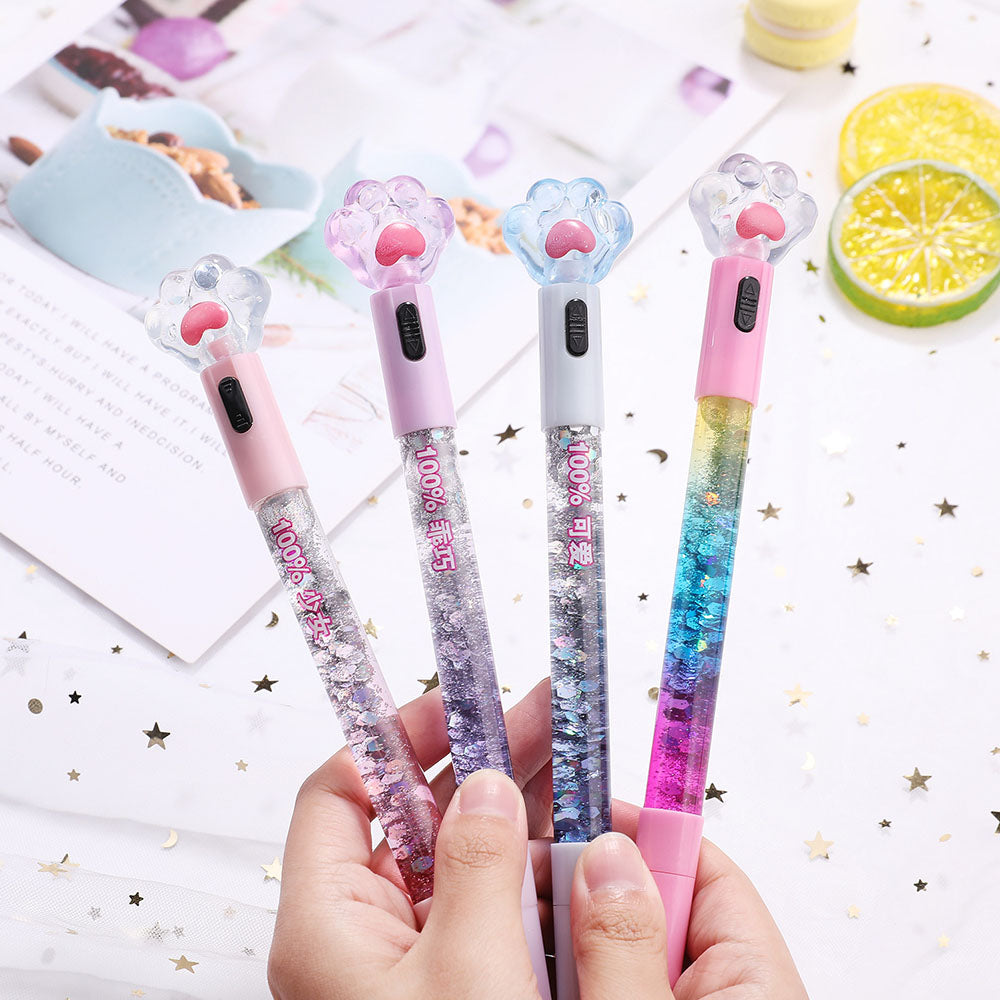 Glitter Cat Paw Light-Up Gel Pen (0.5 mm, Refillable)