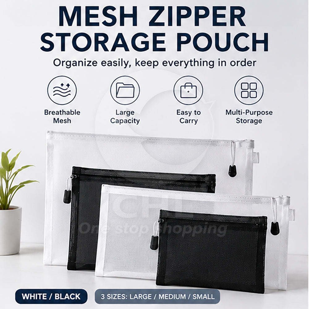 Versatile Mesh Organizer Pouches: Breathable Multi-Size Storage Solution