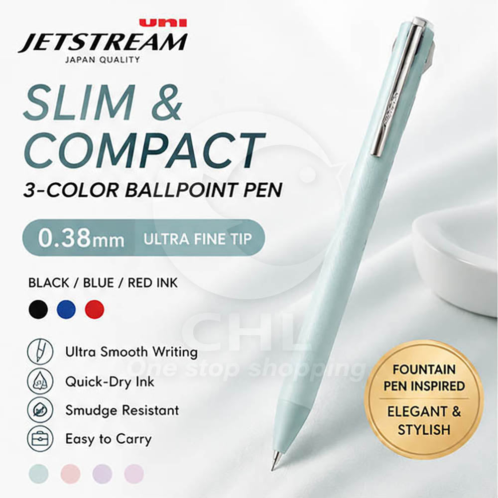 UNI Jetstream 3-Color Ballpoint Pen (SXE3JSS38, 0.38 mm)