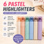 6-Color Soft Pastel Highlighter Set