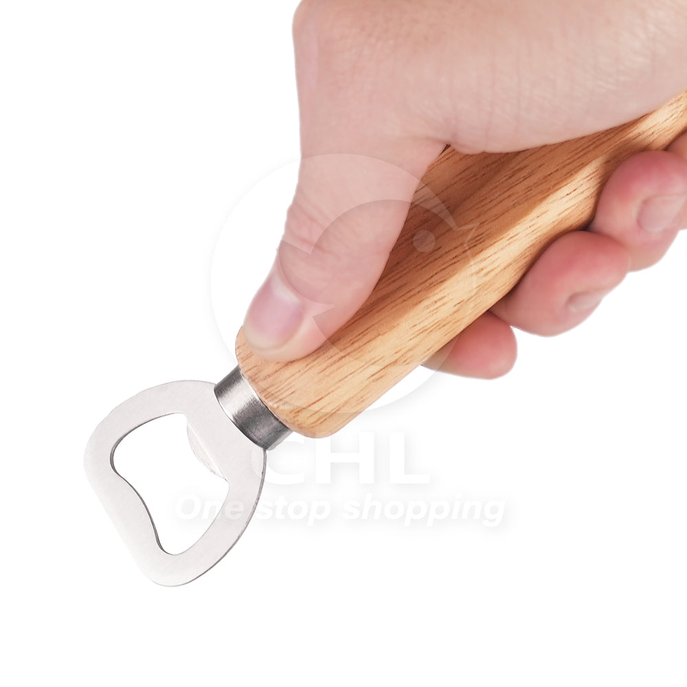 Natural Wood Handle Stainless Steel Bottle Opener