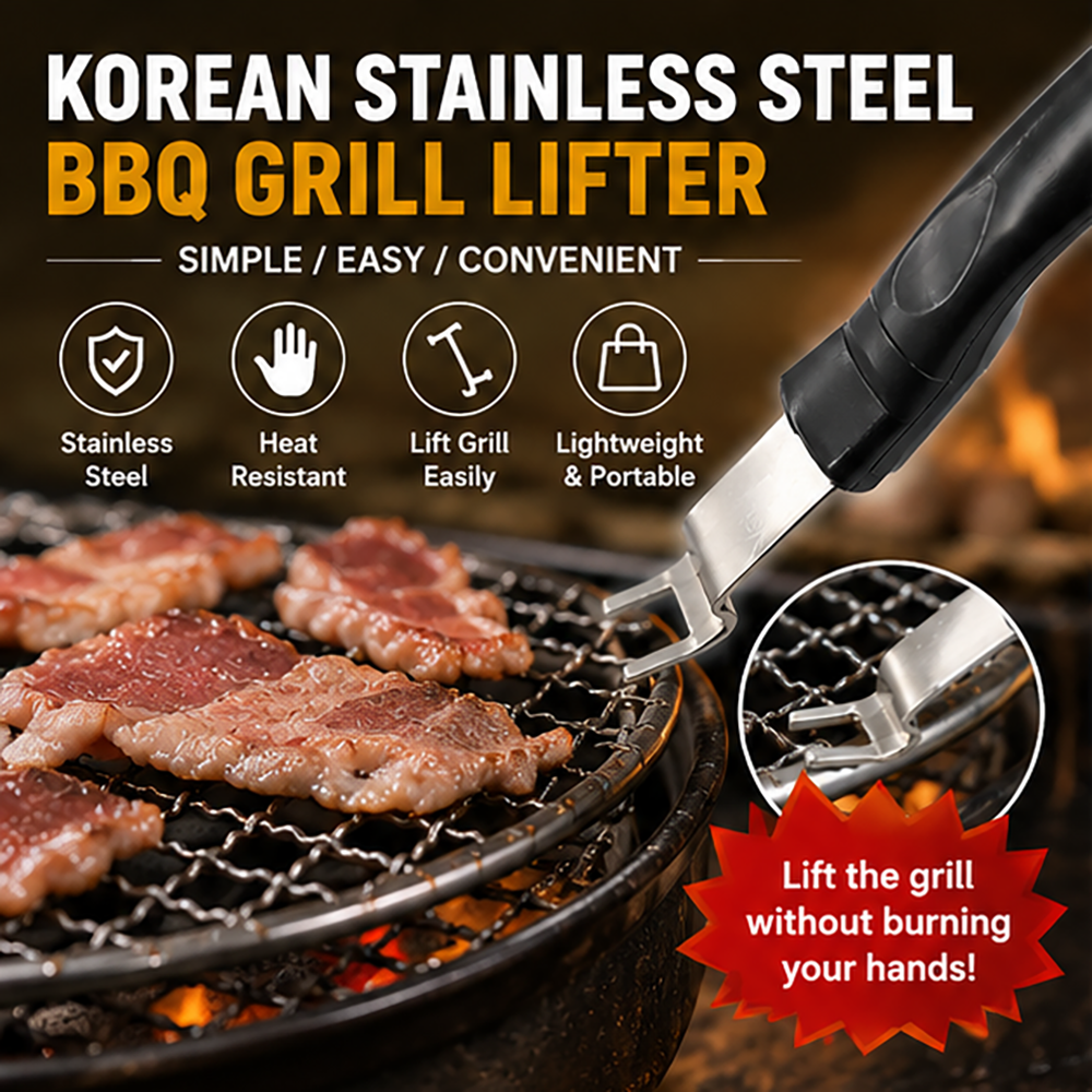 Stainless Steel BBQ Grill Pan Lifter - Safe, Durable & Ergonomic