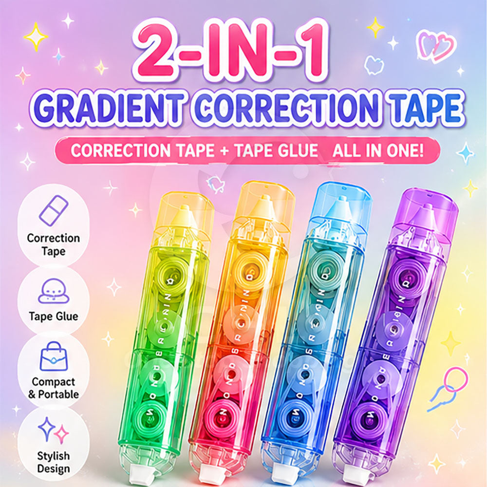 Dreamy Gradient 2-in-1 Correction & Adhesive Tape: Compact & Versatile