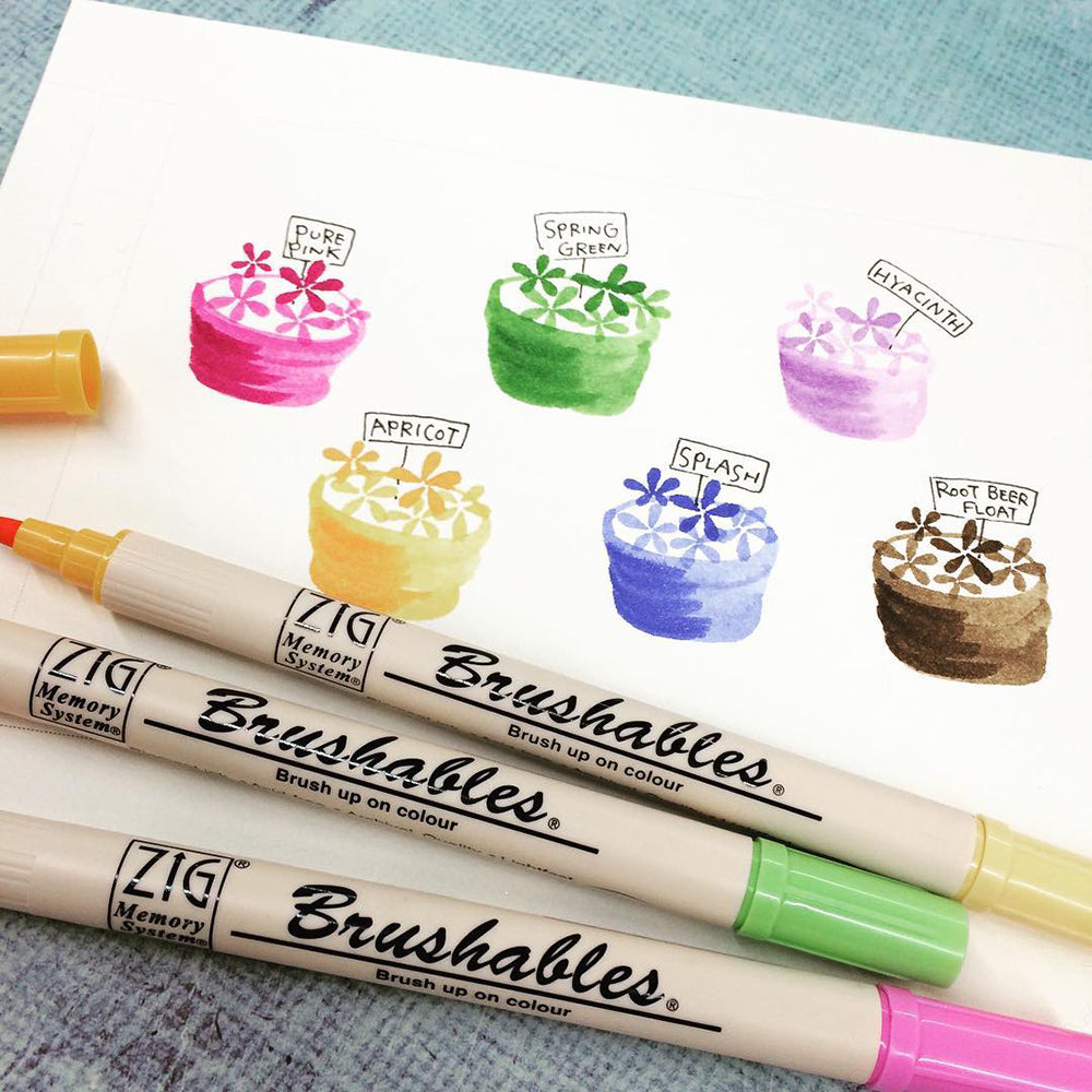 Kuretake water-based double-head marker six-color group marker bright color group pastel color group - CHL-STORE 