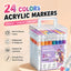 24-Color Acrylic Marker Set – Waterproof Paint Pens, Layering Graffiti Markers for Wood, Glass & Plastic
