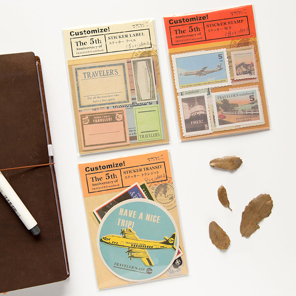 Vibrant Travel Notebook Sticker Set - Landmarks, Stamps & More