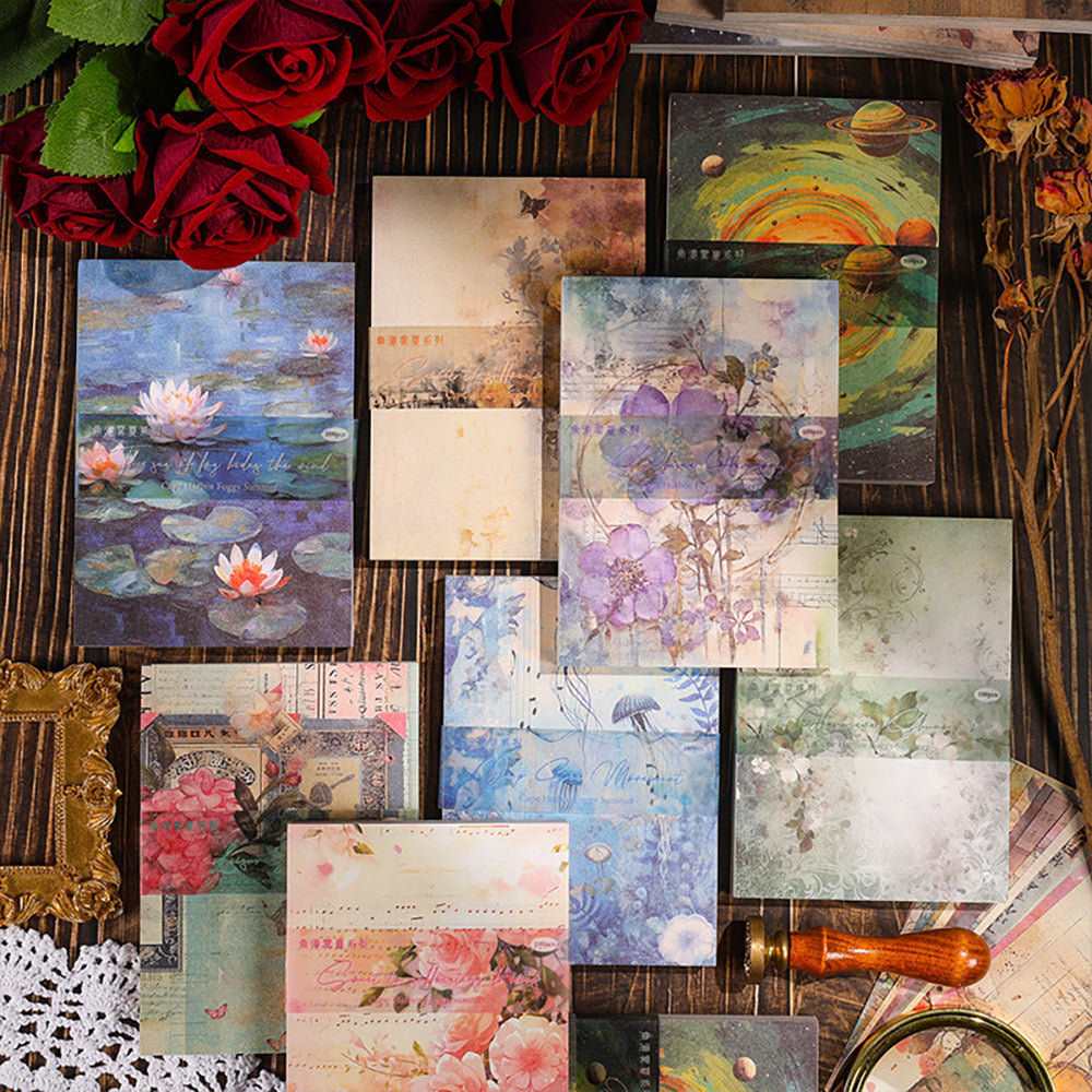 Notebook material paper Retro background decoration Floral style Landscape Soft and beautiful