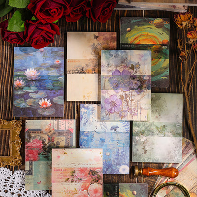 Notebook material paper Retro background decoration Floral style Landscape Soft and beautiful