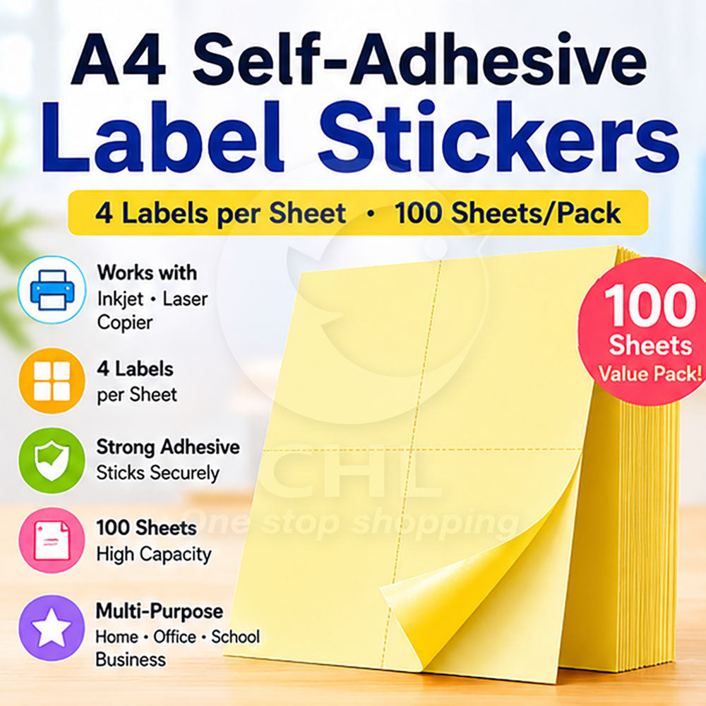 100 Large-Capacity Label Sheets - 4 Labels/Sheet, Printer-Friendly