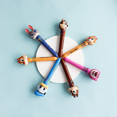 Disney Ten Color Ballpoint Pen Press Ball Pen Donald Duck Chip 'n' Dale Lots-O'-Huggin' Bear Cute Cartoon Model Big Head