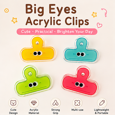 Big Eyes Acrylic Folder: Cute, Durable Cartoon Desk Organizer