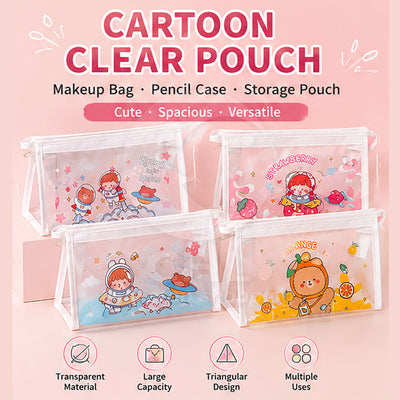 Storage Bag Cosmetics Pen Pencil Transparent Large Capacity Japanese Triangle Creative Stationery Office Student Multifunctional Youth Durable Portable  NP-020038