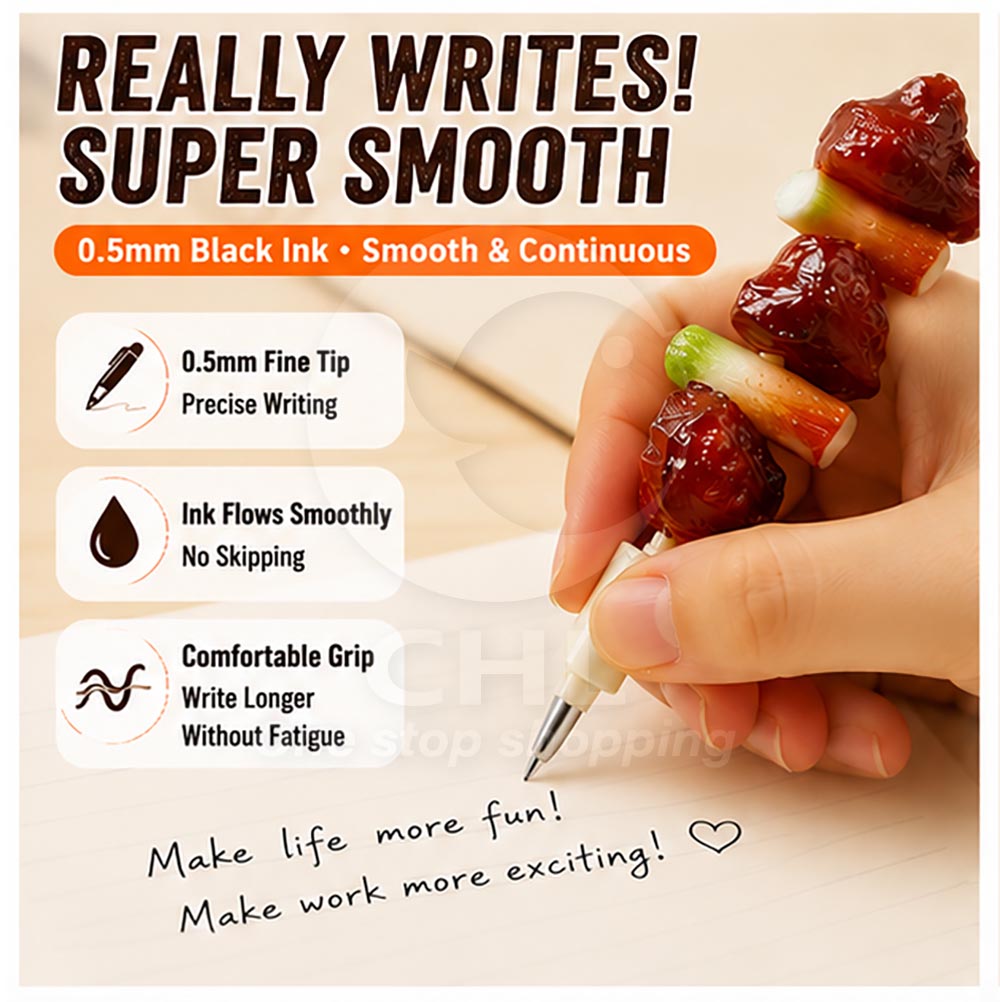 BBQ Skewer Ballpoint Pen (0.5 mm, Black Ink)