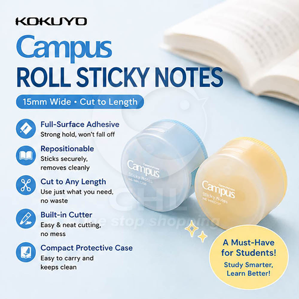 KOKUYO Campus Gap Refill Roll Sticky Notes – Blue / Yellow