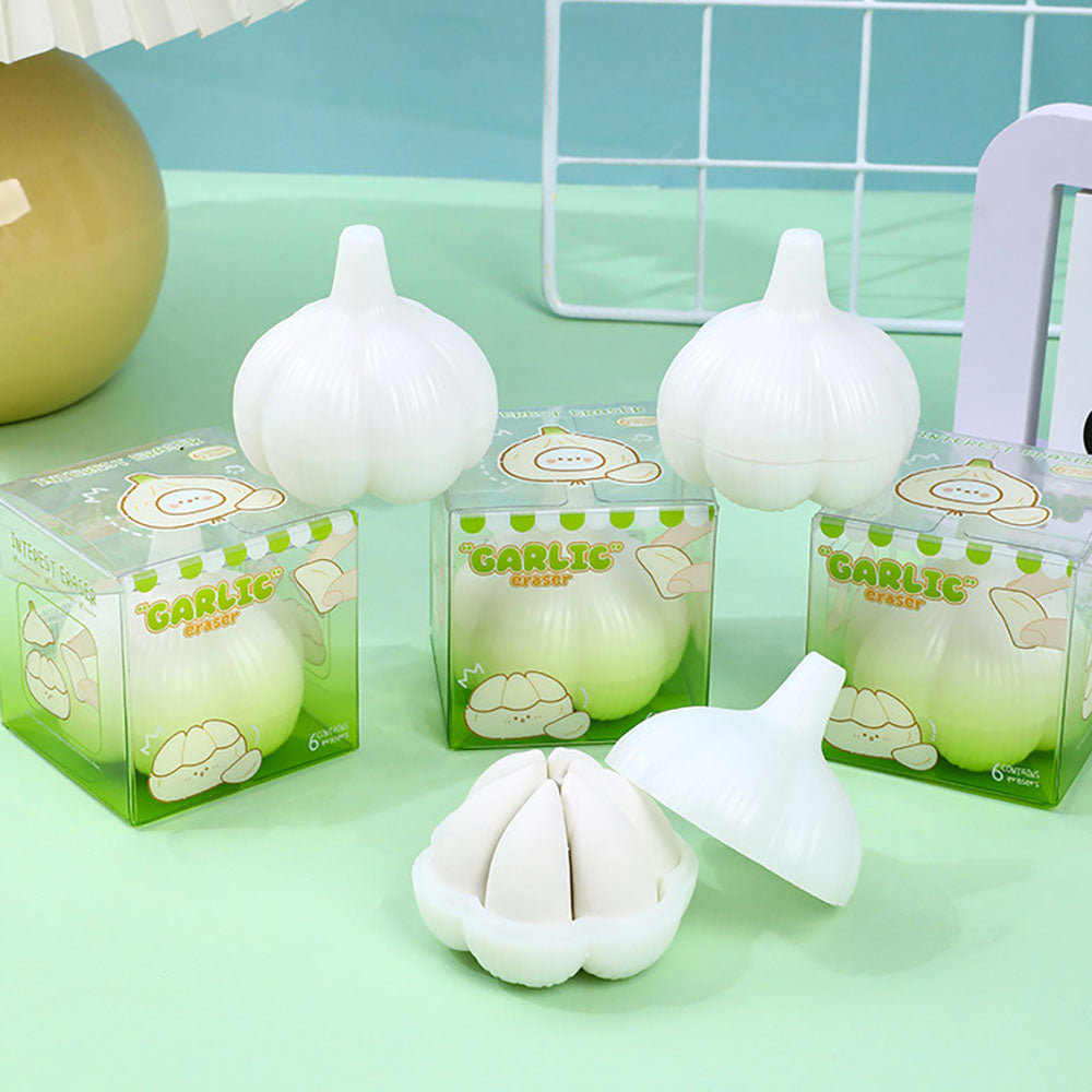 Garlic-Shaped Eraser (6-Piece Detachable Set)