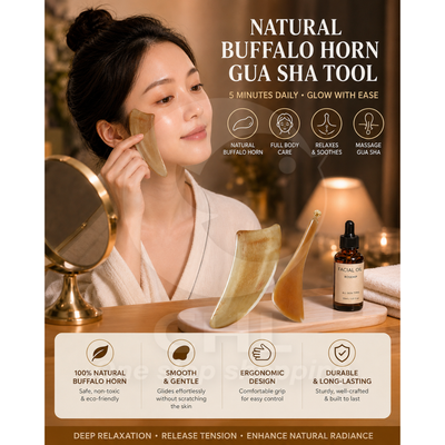 Natural Ox Horn Gua Sha Board – Full Body Massage Tool for Face, Neck, and Shoulders
