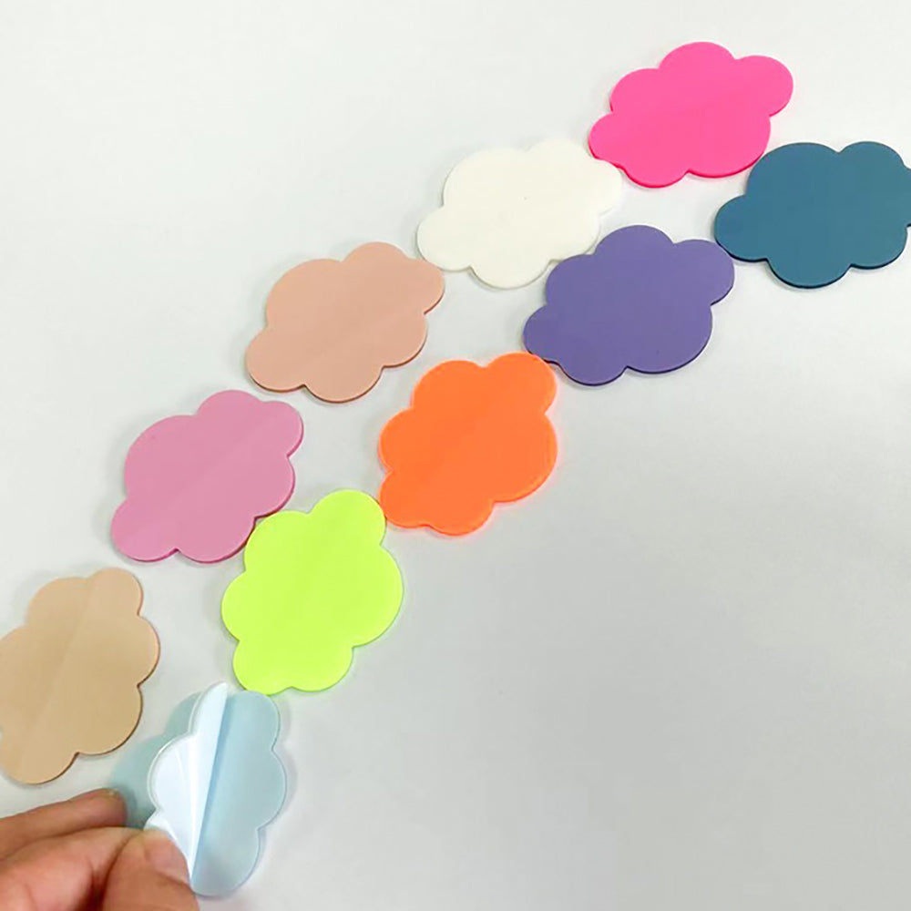 Fluorescent Cloud Sticky Notes: Transparent PET, 8 Colors