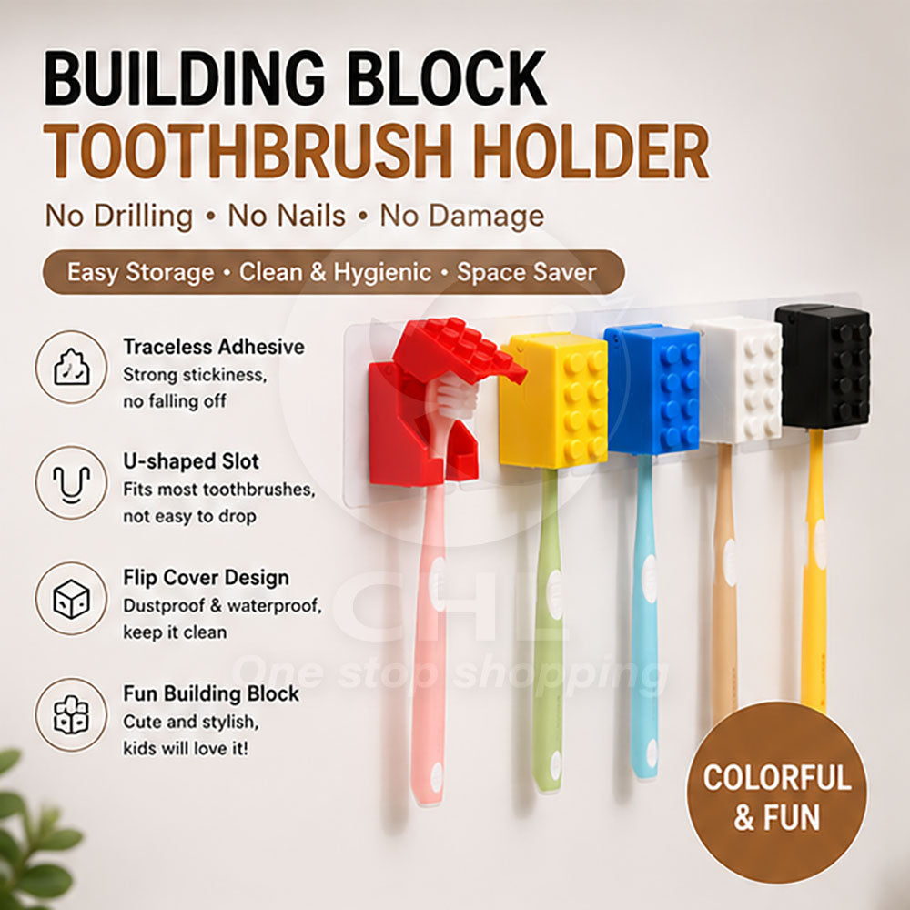 Non-Mark Adhesive Building Block Toothbrush Holder