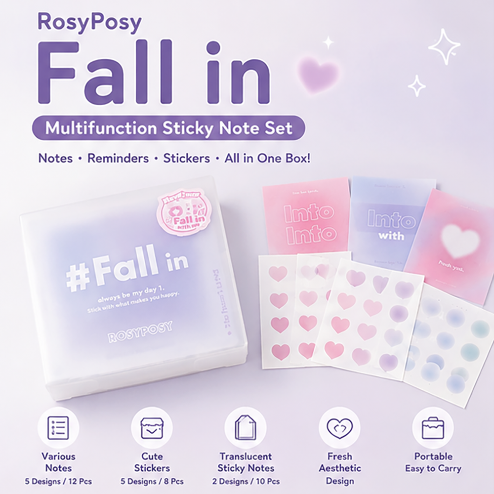 RosyPosy Fall in multi-functional note box, notebook material, card, student notebook, sticker, note paper, multi-function note paper glazed