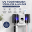 UV Sterilization Toothbrush Holder | Wall-Mounted, Punch-Free | Toothpaste Dispenser & Long Battery Life