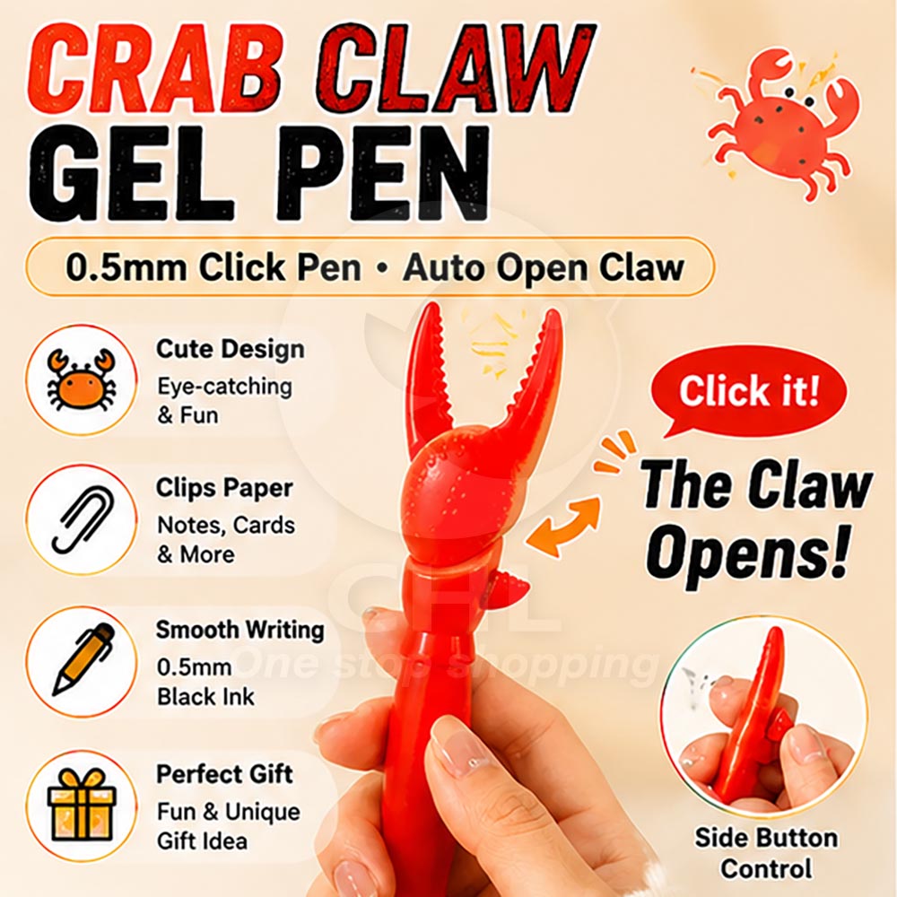 Crab Clip Gel Pen (0.5 mm, Click Type)