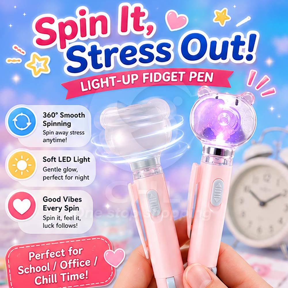 Glow Jellyfish Rotating Ballpoint Pen – 0.7mm 4-Color Ink, Cute Pig Spinner Pen, Stress-Relief Essential for School & Office
