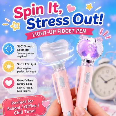Glow Jellyfish Rotating Ballpoint Pen – 0.7mm 4-Color Ink, Cute Pig Spinner Pen, Stress-Relief Essential for School & Office