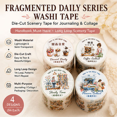 Twilight Fragments Die-Cut Washi Tape – Long Loop Decorative Tape for Journaling & DIY