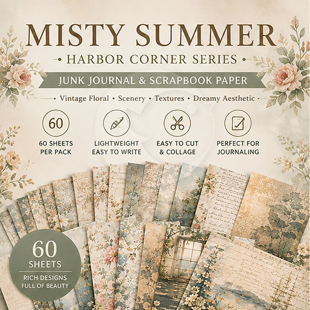 Notebook material paper Retro background decoration Floral style Landscape Soft and beautiful