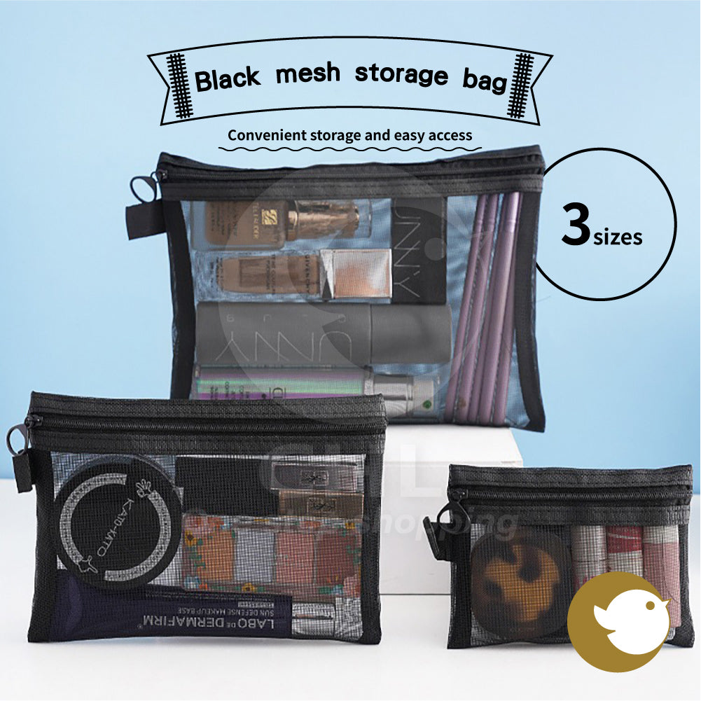 Versatile Mesh Organizer Pouches: Breathable Multi-Size Storage Solution