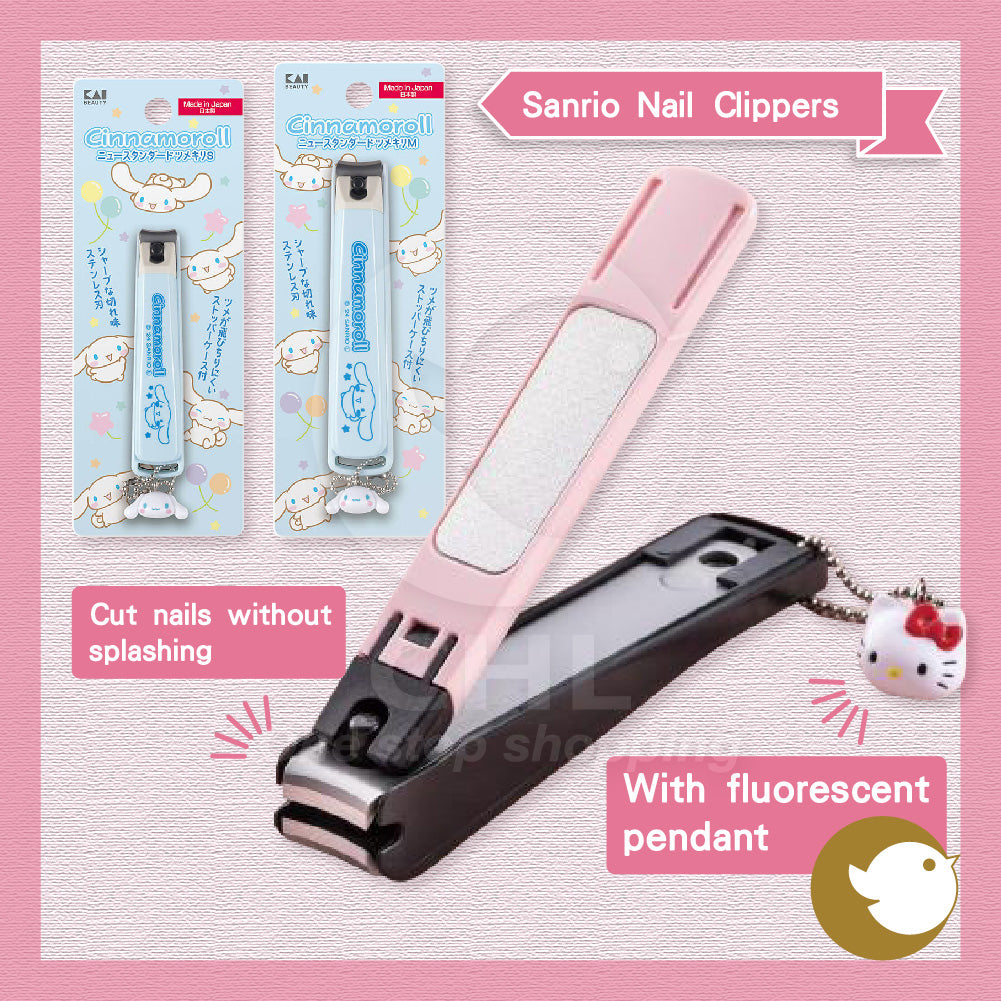 Sanrio Character Nail Clippers | Made in Japan | Cinnamoroll Kuromi My Melody | Sharp + Anti-Chip Cover + Cute Charm