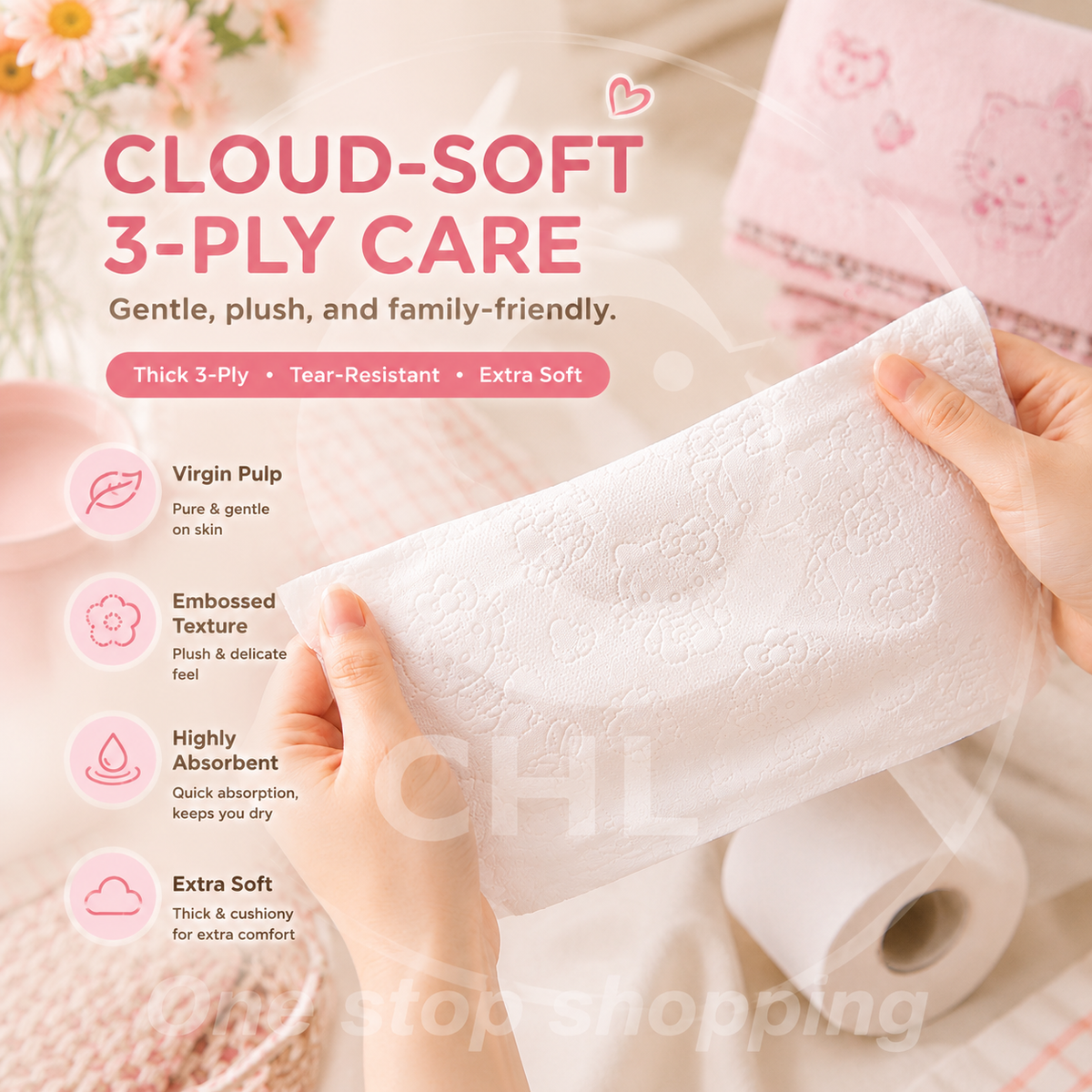 Sanrio cute cartoon star Flushable pocket tissue 16 sheets/pack*9 pack ,bagged tissues 200 pieces ,Toilet Paper