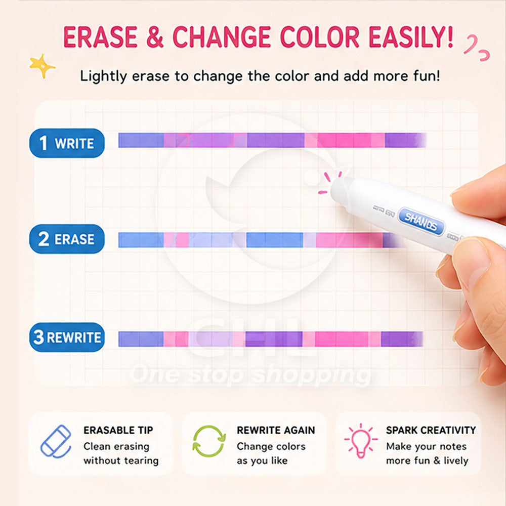 Erasable Macaron Magic Pens - 6 Vivid Colors for Creative Writing