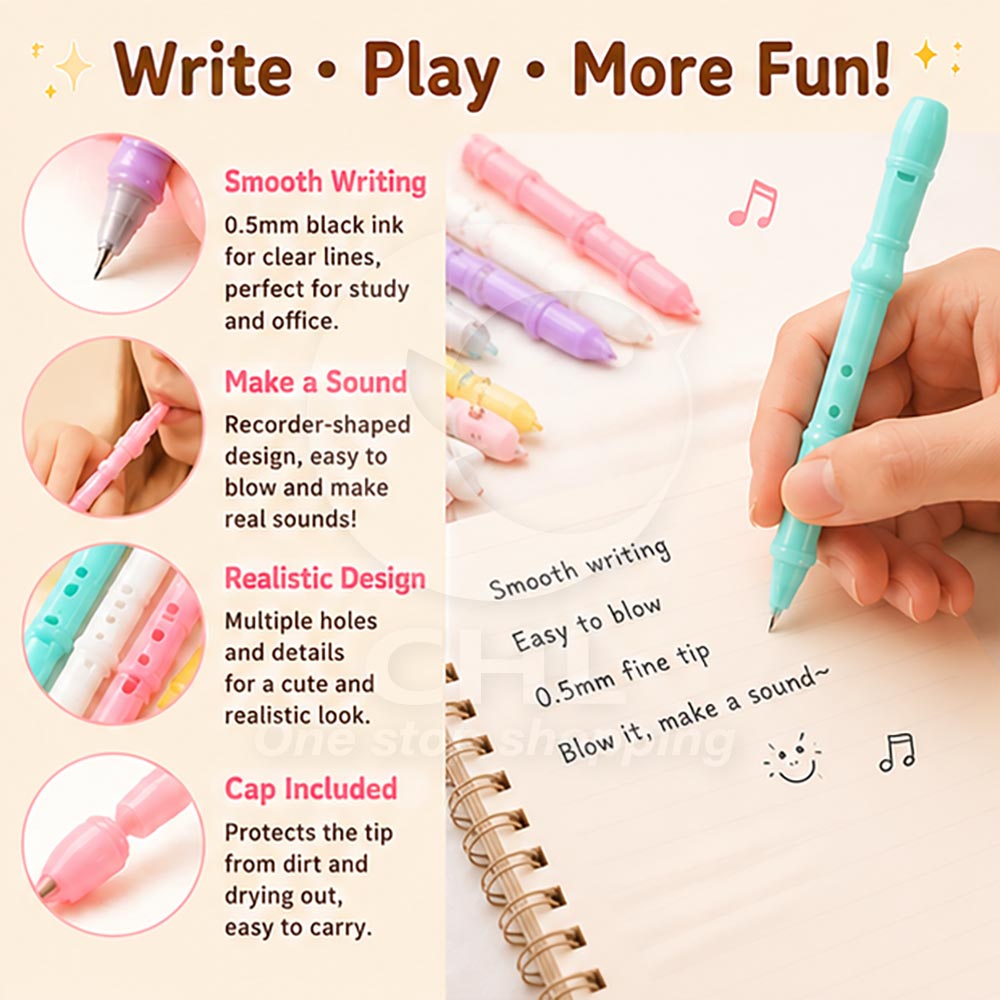 Flute-Style Gel Pen (0.5 mm, Black Ink)