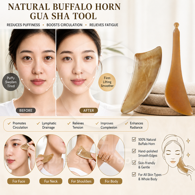 Natural Ox Horn Gua Sha Board – Full Body Massage Tool for Face, Neck, and Shoulders