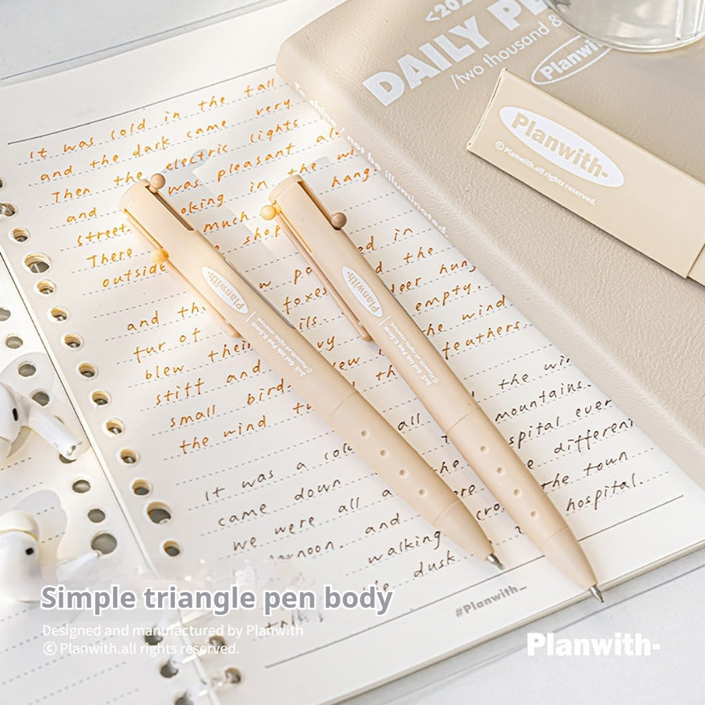 Planwith Sign triangular multi-color pen white milk tea blue pen barrel 3-color matching imported ink 0.5mm press 3-color gel pen