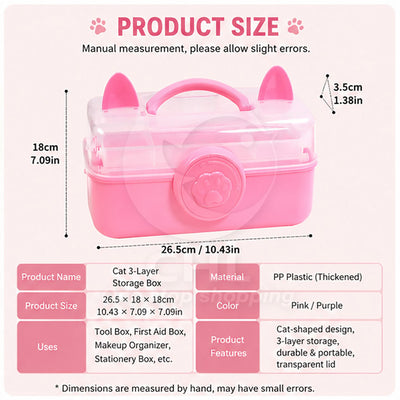 Three-layer storage box tool box cat shape thick material durable multi-function