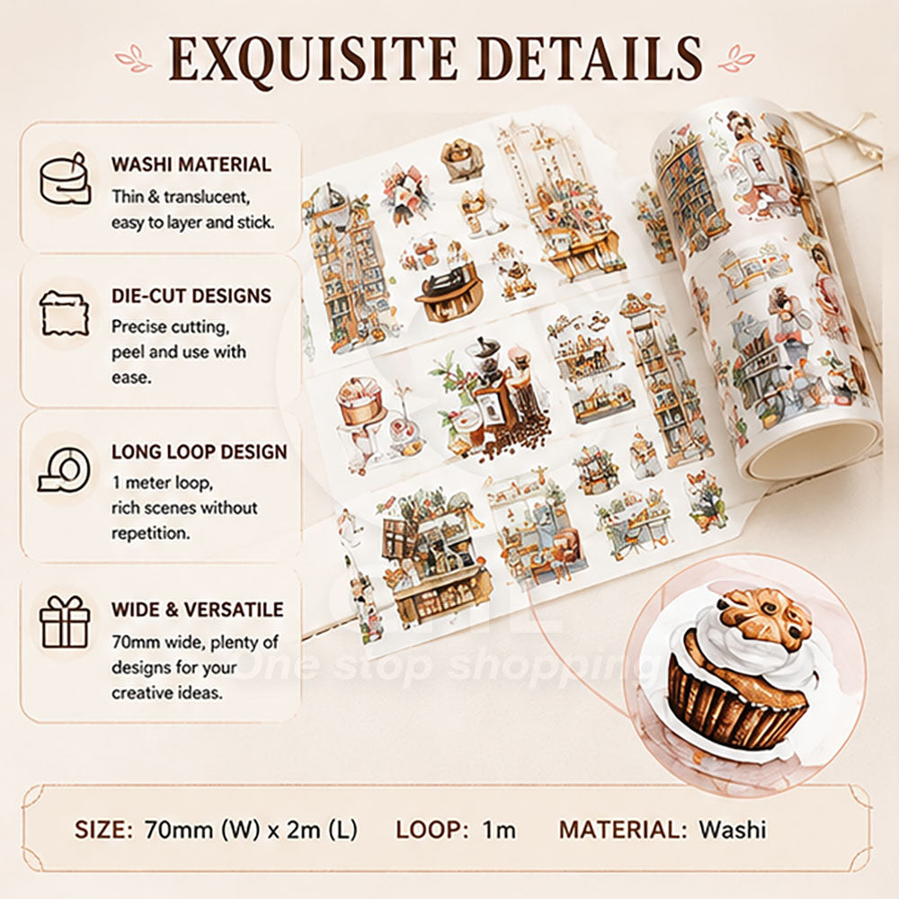 Twilight Fragments Die-Cut Washi Tape – Long Loop Decorative Tape for Journaling & DIY