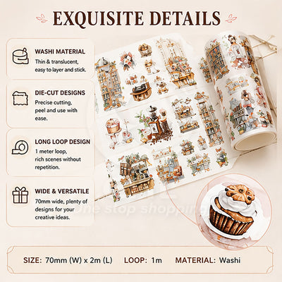 Twilight Fragments Die-Cut Washi Tape – Long Loop Decorative Tape for Journaling & DIY