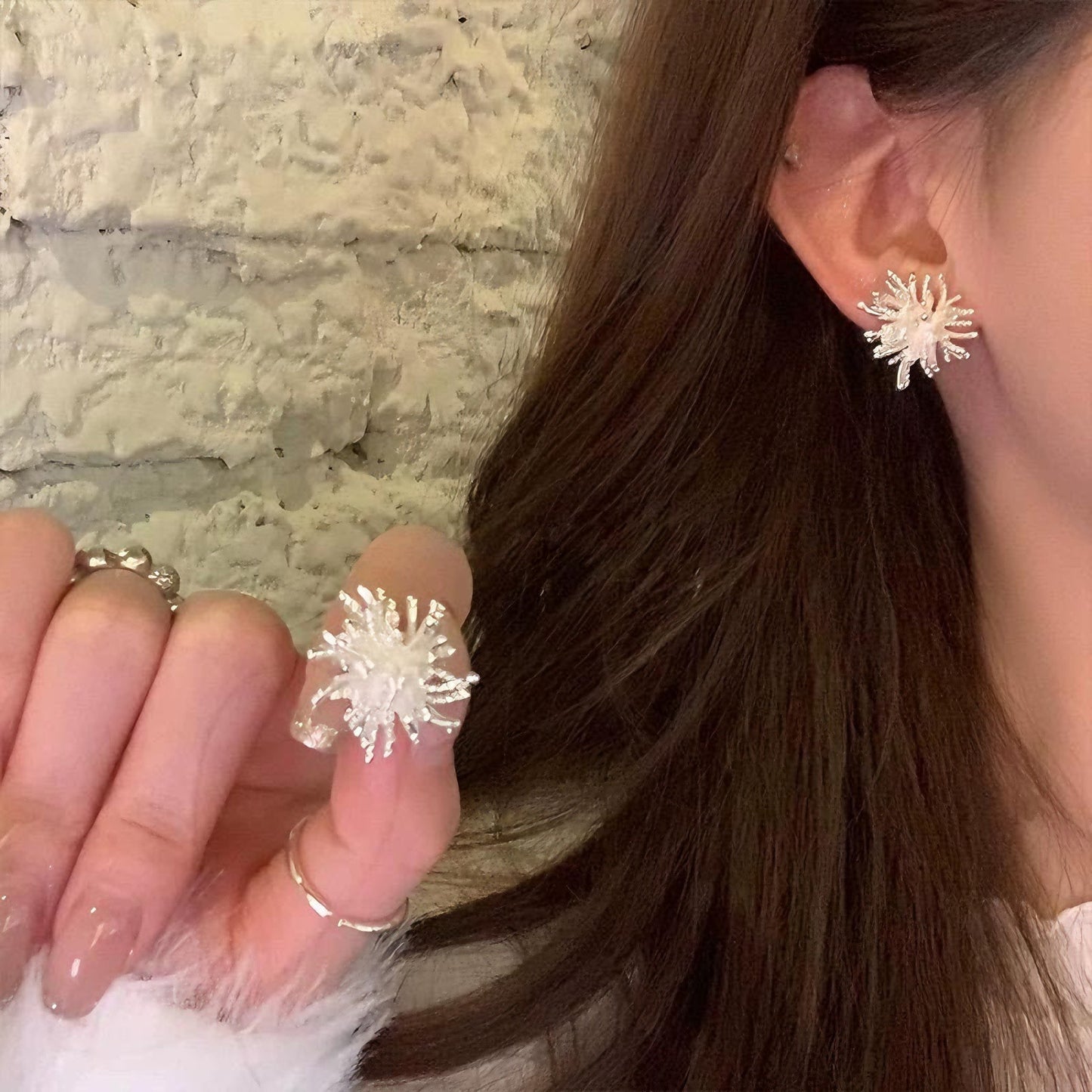 Korean style, high-end earrings, European and American style, simple, trendy, elegant, light luxury