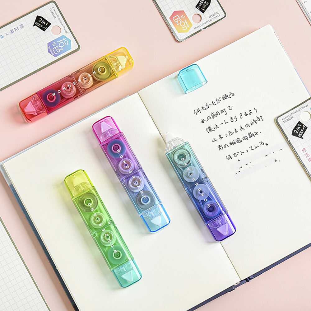 Dreamy Gradient 2-in-1 Correction & Adhesive Tape: Compact & Versatile