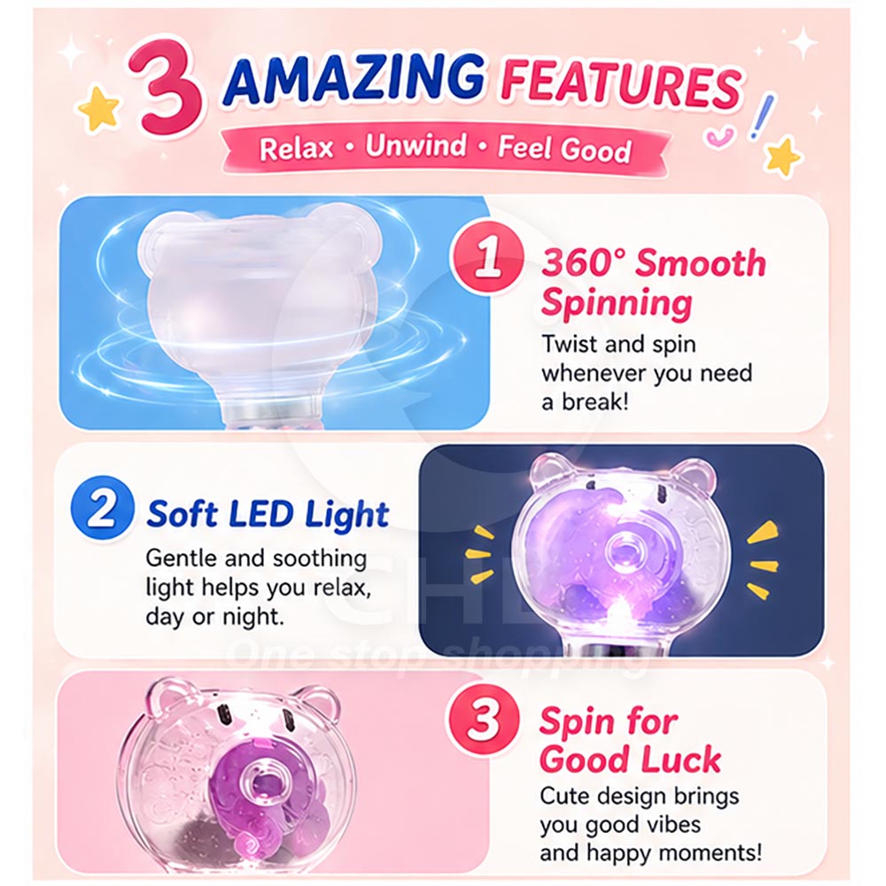 Glow Jellyfish Rotating Ballpoint Pen – 0.7mm 4-Color Ink, Cute Pig Spinner Pen, Stress-Relief Essential for School & Office
